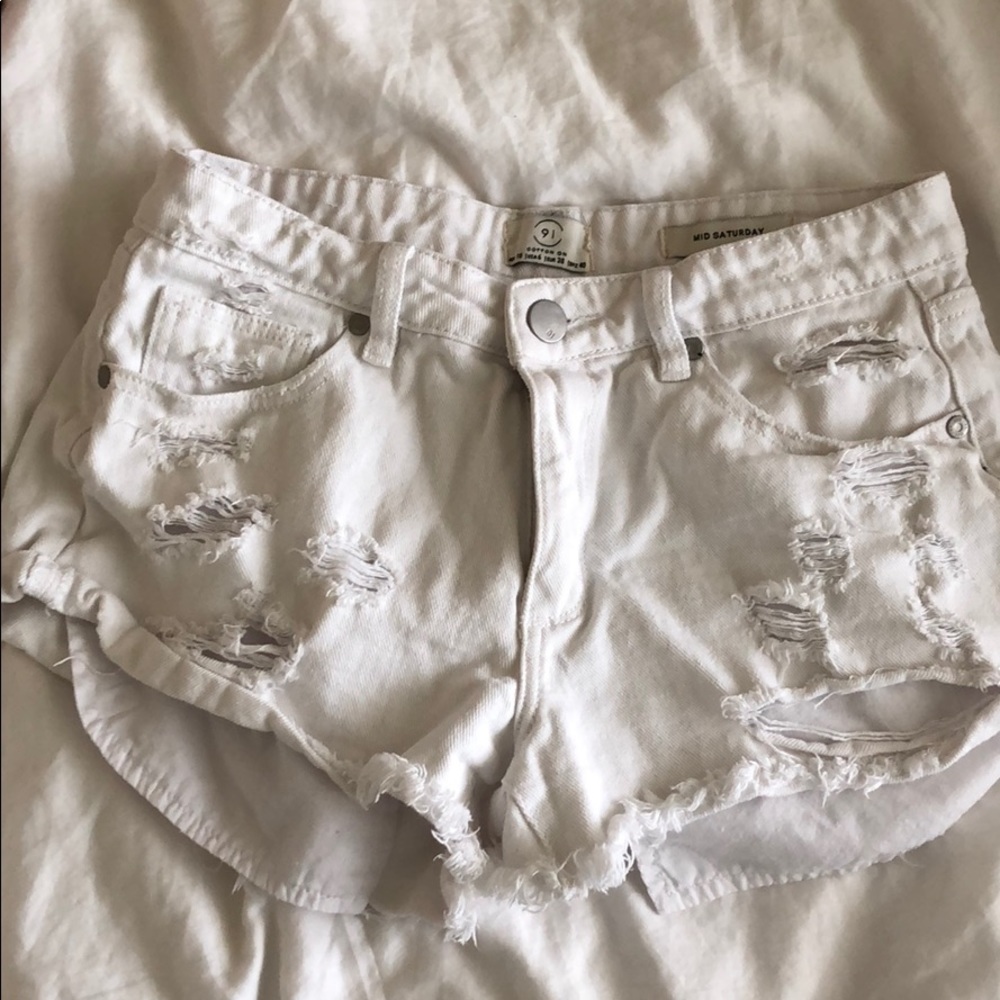 White Jean Shorts